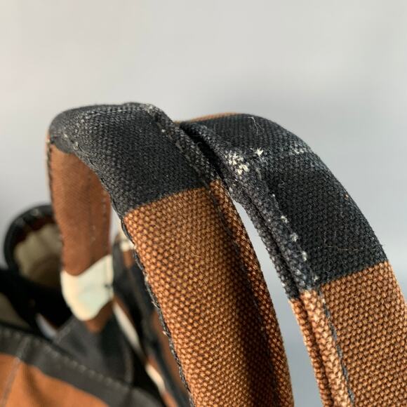 PRADA Canapa Brown Black White Stripe Canvas Open Top Tote Handbag - Picture 14 of 14